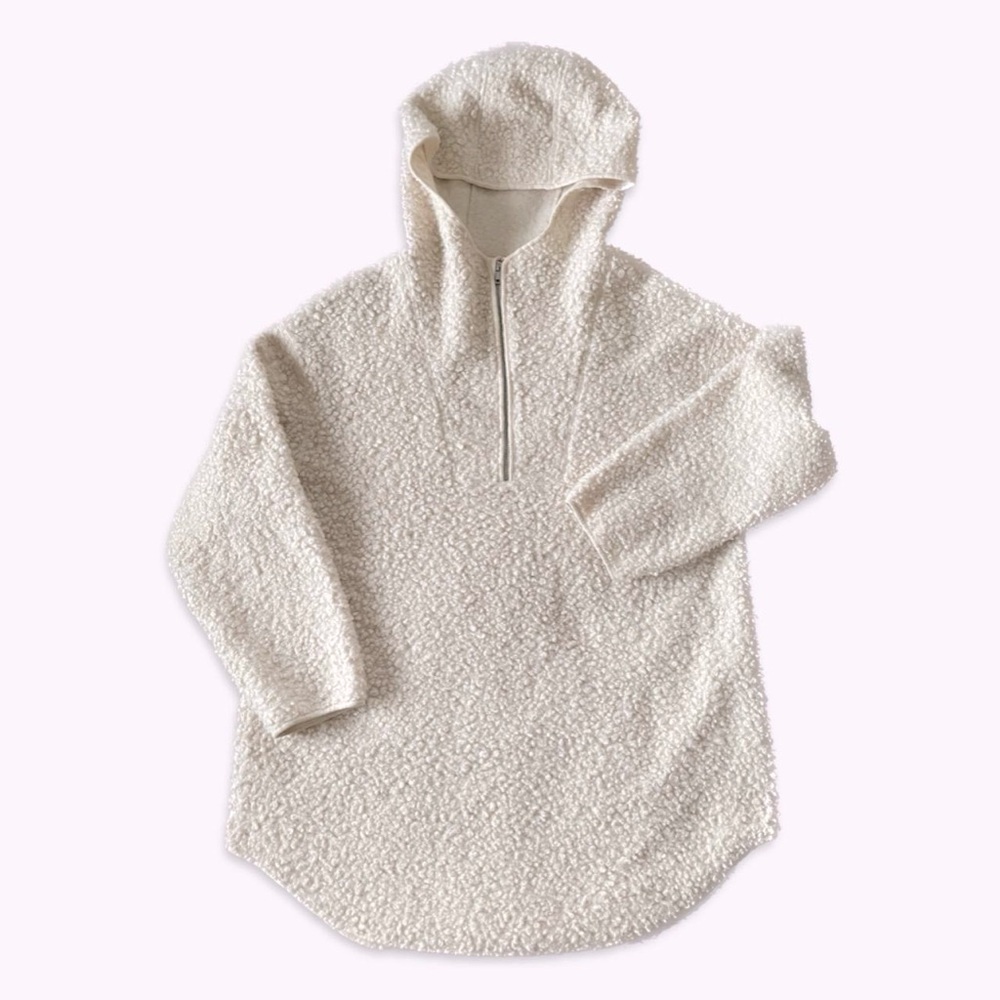 H&M cozy cream Sherpa hooded pullover sweater M